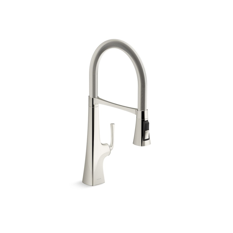 KOHLER K-22061-SN Graze Semi-Professional Kitchen Sink Faucet With Three-Function Sprayhead In Vibrant Polished Nickel