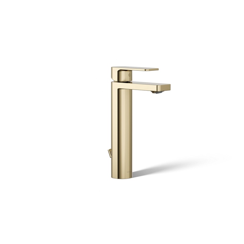KOHLER K-23475-4-AF Parallel Tall Single-Handle Bathroom Sink Faucet, 1.2 Gpm In Vibrant French Gold
