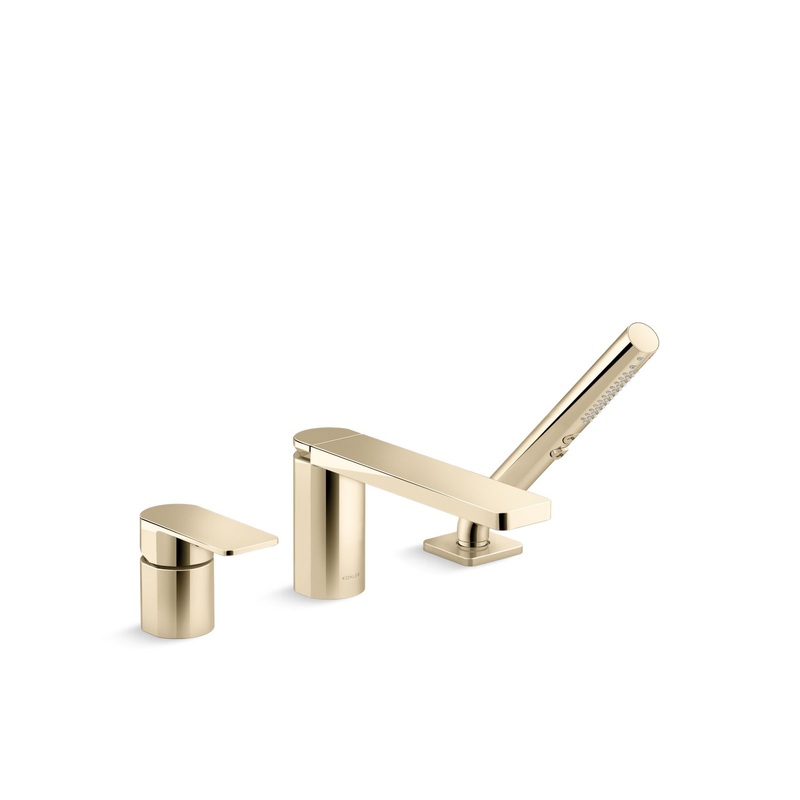 KOHLER K-23488-4-AF Parallel Deck-Mount Bath Faucet With Handshower In Vibrant French Gold