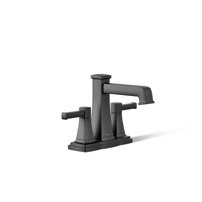 KOHLER K-27398-4K-BL Riff Centerset Bathroom Sink Faucet, 1.0 Gpm In Matte Black