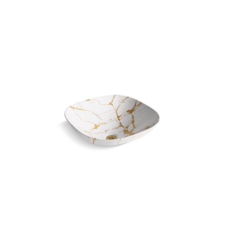 KOHLER K-28038-AUR-0 Aureus 16-3/4" Square Vessel Bathroom Sink, No Overflow In White