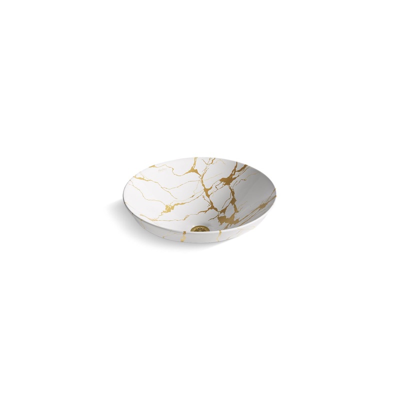 KOHLER K-28039-AUR-0 Aureus 16-3/4" Round Vessel Bathroom Sink, No Overflow In White