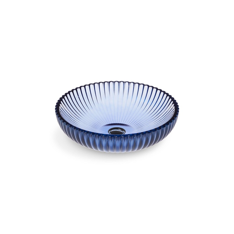 KOHLER K-28824-TG6 Salute 15" Round Vessel Bathroom Sink, No Overflow In Translucent Sapphire