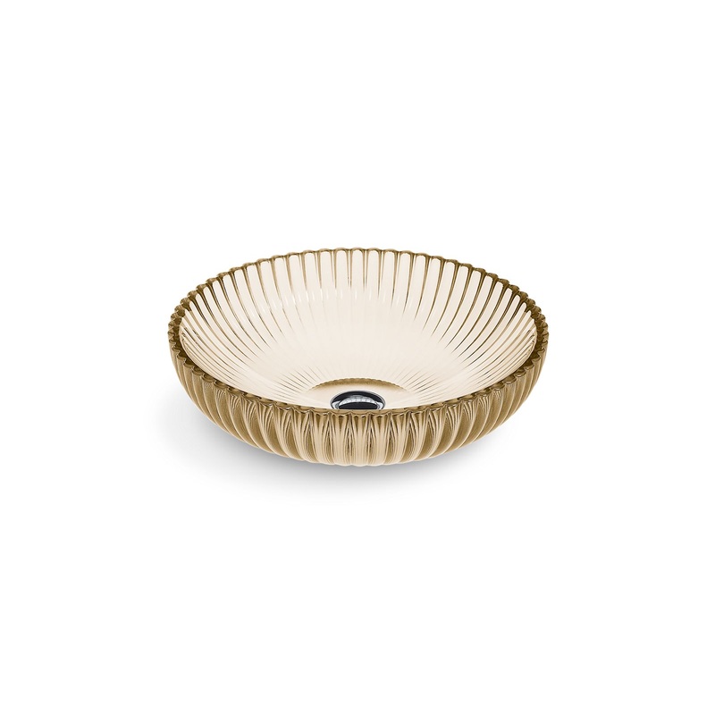 KOHLER K-28824-TG7 Salute 15" Round Vessel Bathroom Sink, No Overflow In Translucent Sandalwood