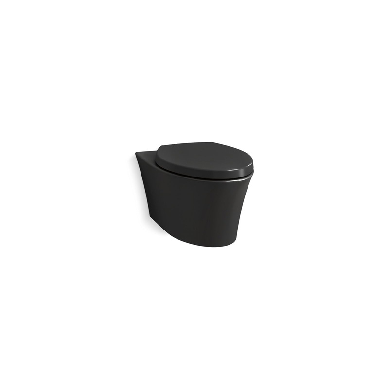 KOHLER K-31539-7 Veil Wall-Hung Compact Elongated Toilet, Dual-Flush In Black Black