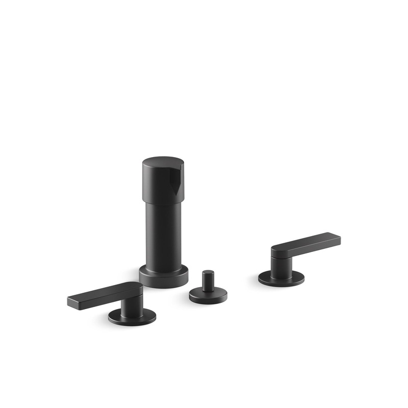 KOHLER K-73077-4-BL Composed Widespread Bidet Faucet With Lever Handles In Matte Black