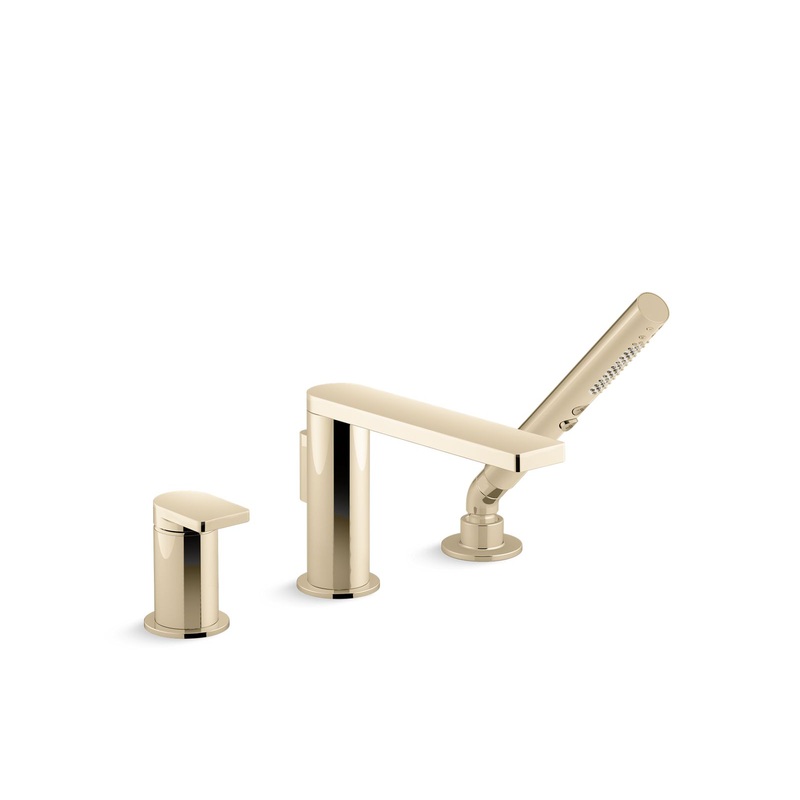 KOHLER K-73078-4-AF Composed Deck-Mount Bath Faucet With Handshower In Vibrant French Gold