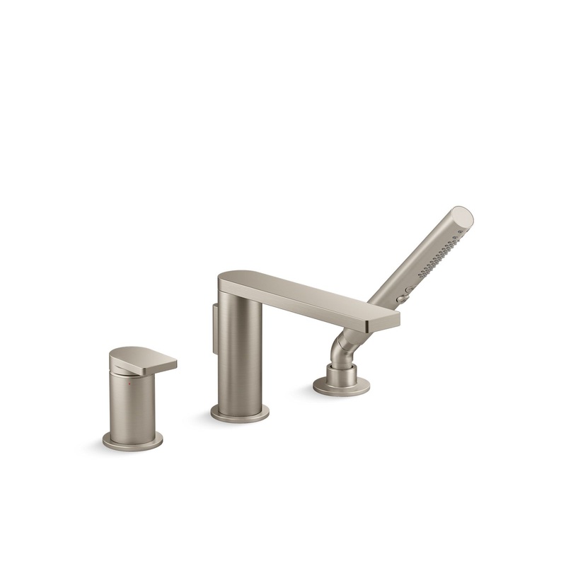 KOHLER K-73078-4-BN Composed Deck-Mount Bath Faucet With Handshower In Vibrant Brushed Nickel