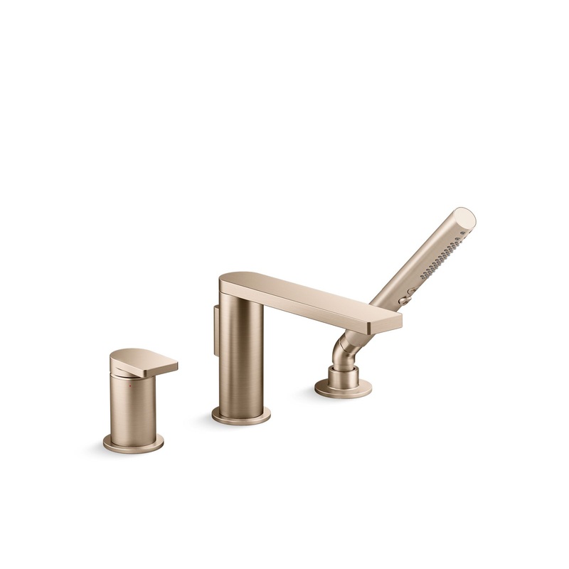 KOHLER K-73078-4-BV Composed Deck-Mount Bath Faucet With Handshower In Vibrant Brushed Bronze