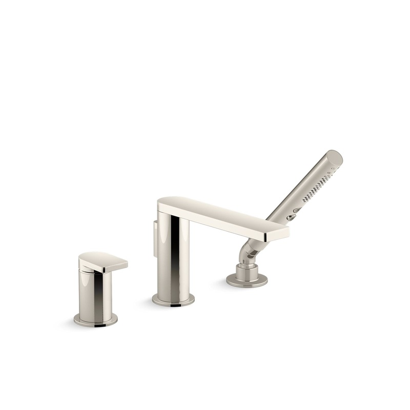KOHLER K-73078-4-SN Composed Deck-Mount Bath Faucet With Handshower In Vibrant Polished Nickel