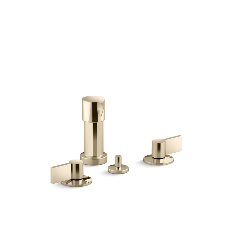 KOHLER K-77983-4-AF Components Widespread Bidet Faucet With Lever Handles In Vibrant French Gold