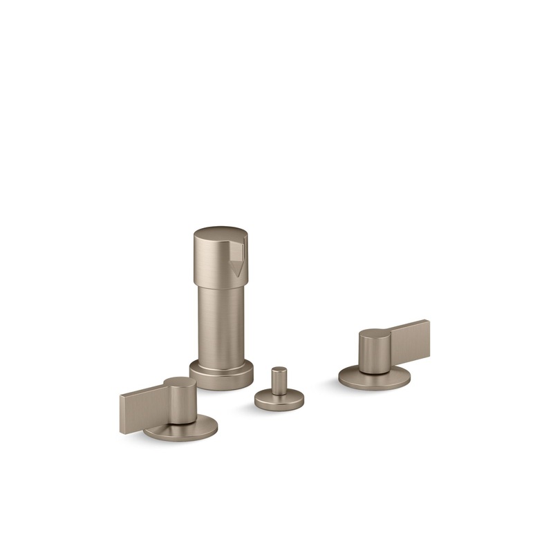 KOHLER K-77983-4-BV Components Widespread Bidet Faucet With Lever Handles In Vibrant Brushed Bronze