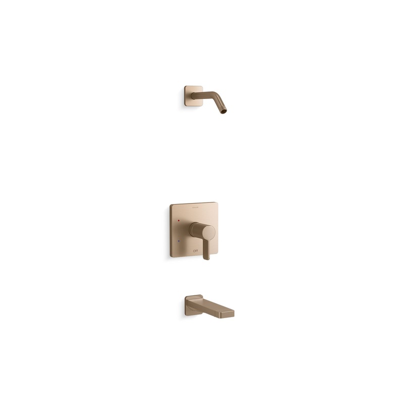 KOHLER K-TLS23502-4-BV Parallel Rite-Temp Bath And Shower Trim Kit, Without Showerhead In Vibrant Brushed Bronze