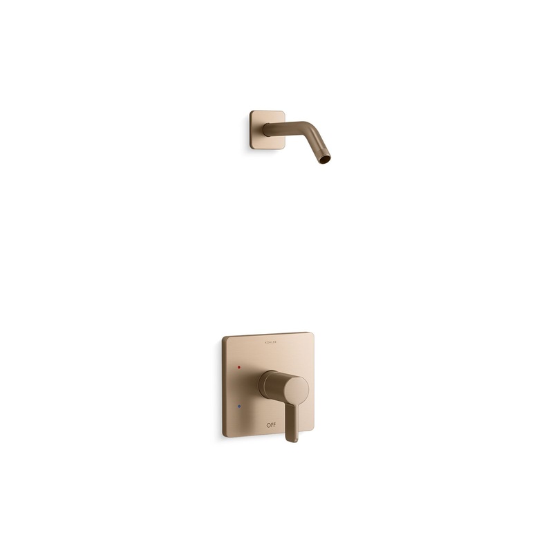 KOHLER K-TLS23503-4-BV Parallel Rite-Temp Shower Trim Kit, Without Showerhead In Vibrant Brushed Bronze