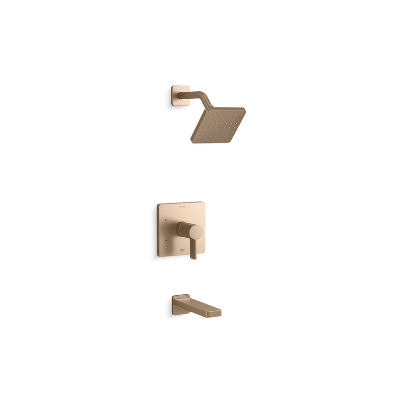 KOHLER K-TS23502-4-BV Parallel Rite-Temp Bath And Shower Trim Kit, 2.5 Gpm In Vibrant Brushed Bronze