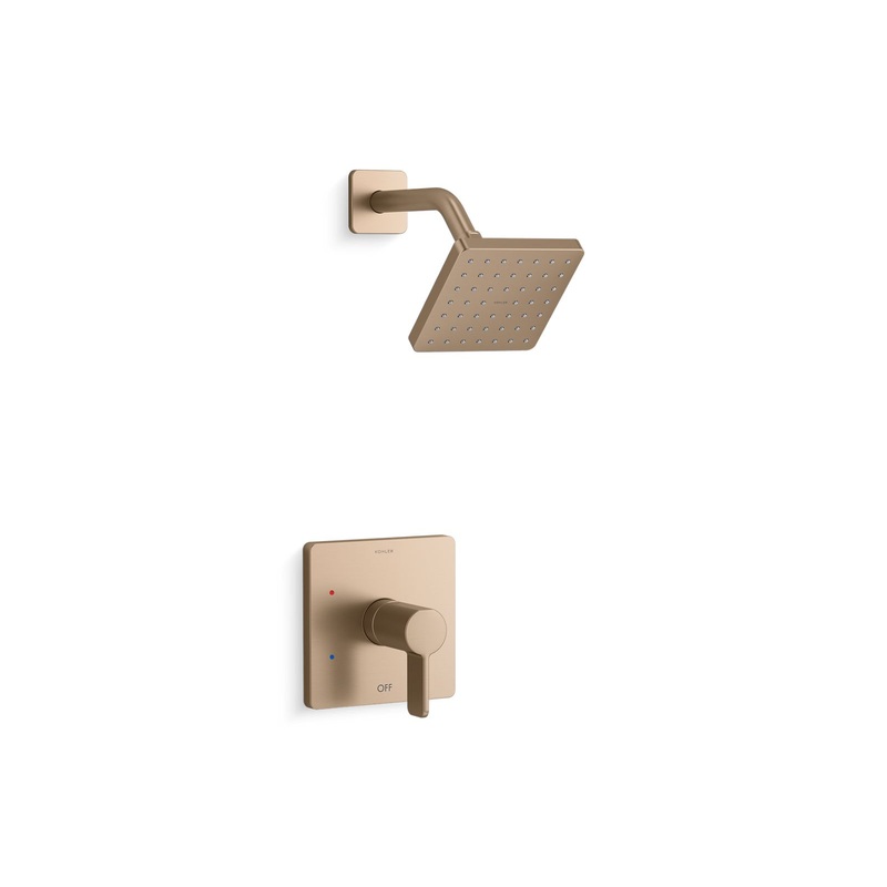 KOHLER K-TS23503-4-BV Parallel Rite-Temp Shower Trim Kit With Lever Handle, 2.5 Gpm In Vibrant Brushed Bronze