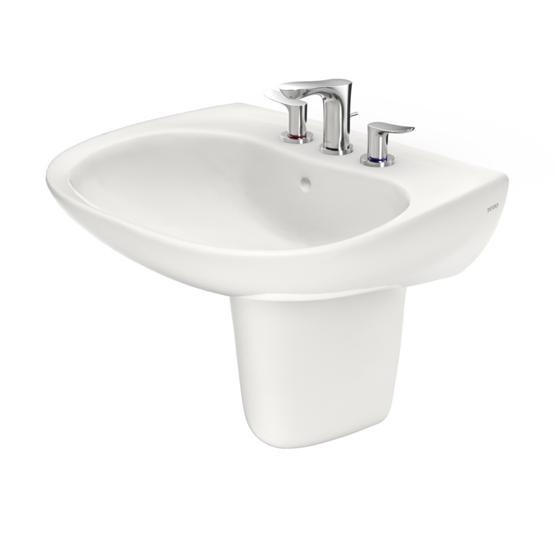 TOTO LHT242.8G#11 Prominence Oval Wall-Mount Bathroom Sink With Cefiontect And Shroud For 8 Inch Center Faucets - Colonial White