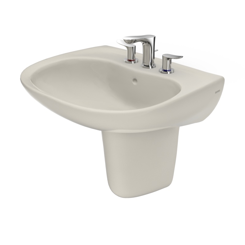 TOTO LHT242.8G#12 Prominence Oval Wall-Mount Bathroom Sink With Cefiontect And Shroud For 8 Inch Center Faucets - Sedona Beige