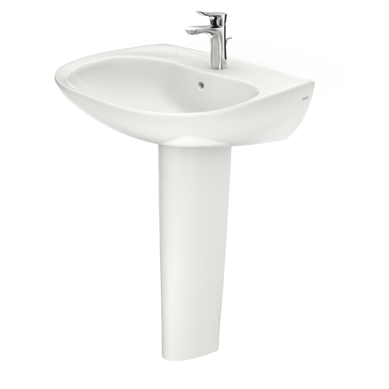 TOTO LPT242G#11 Prominence Oval Basin Pedestal Bathroom Sink With Cefiontect For Single Hole Faucets - Colonial White