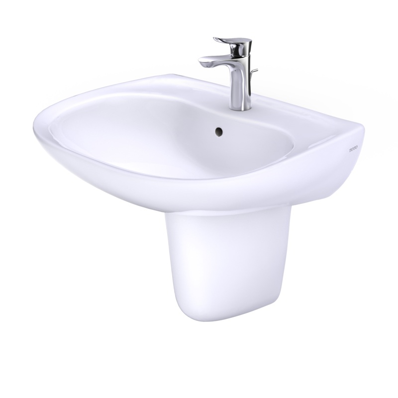 TOTO LHT242G#01 Prominence Oval Wall-Mount Bathroom Sink With Cefiontect And Shroud For Single Hole Faucets - Cotton White