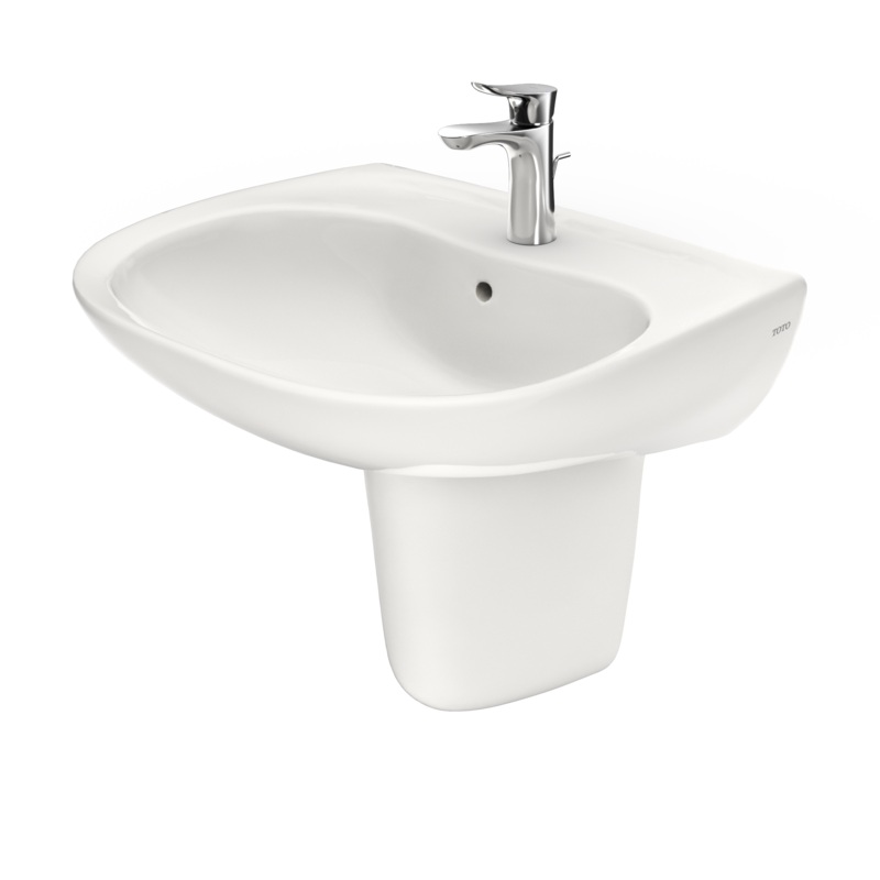 TOTO LHT242G#11 Prominence Oval Wall-Mount Bathroom Sink With Cefiontect And Shroud For Single Hole Faucets - Colonial White