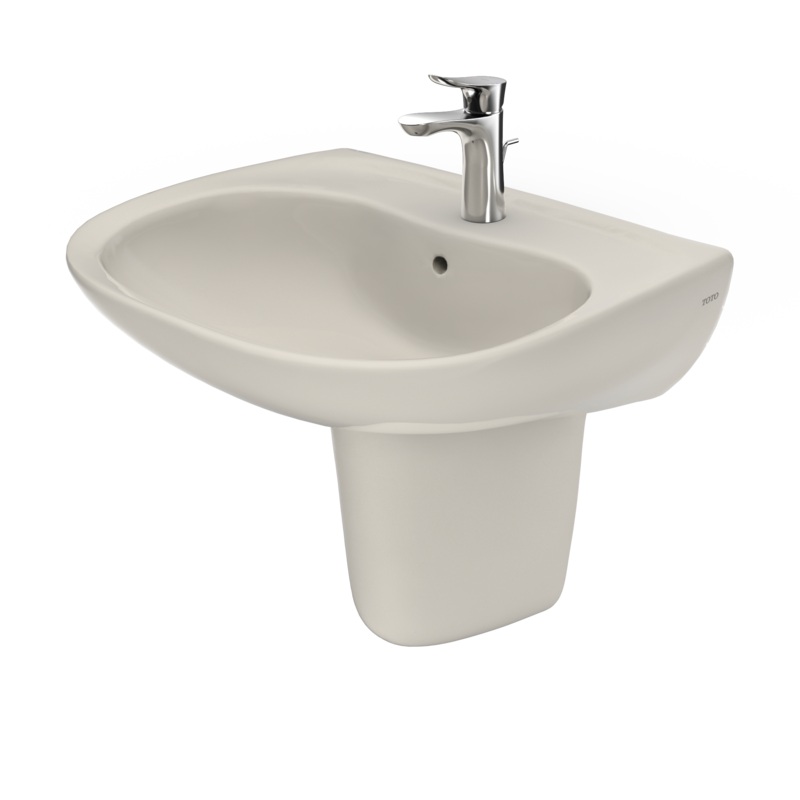 TOTO LHT242G#12 Prominence Oval Wall-Mount Bathroom Sink With Cefiontect And Shroud For Single Hole Faucets - Sedona Beige