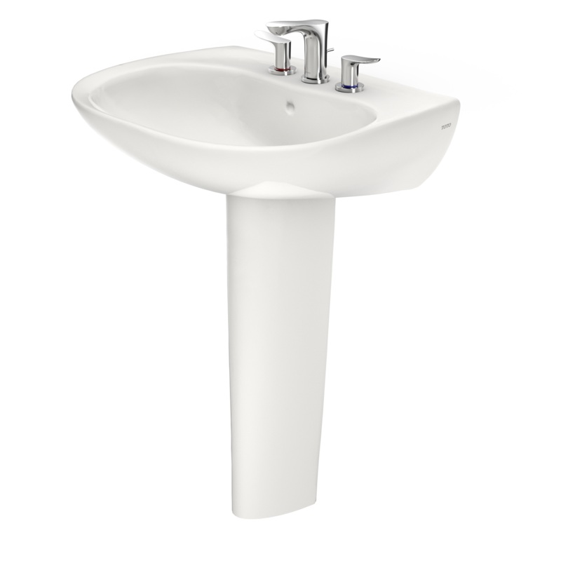 TOTO LPT242.8G#11 Prominence Oval Basin Pedestal Bathroom Sink With Cefiontect For 8 Inch Center Faucets - Colonial White