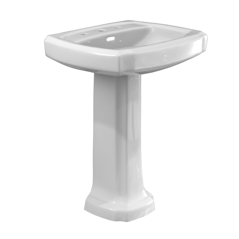 TOTO LPT972.8#01 Guinevere 24-3/8" x 19-7/8" Rectangular Pedestal Bathroom Sink for 8 Inch Center Faucets , Cotton White