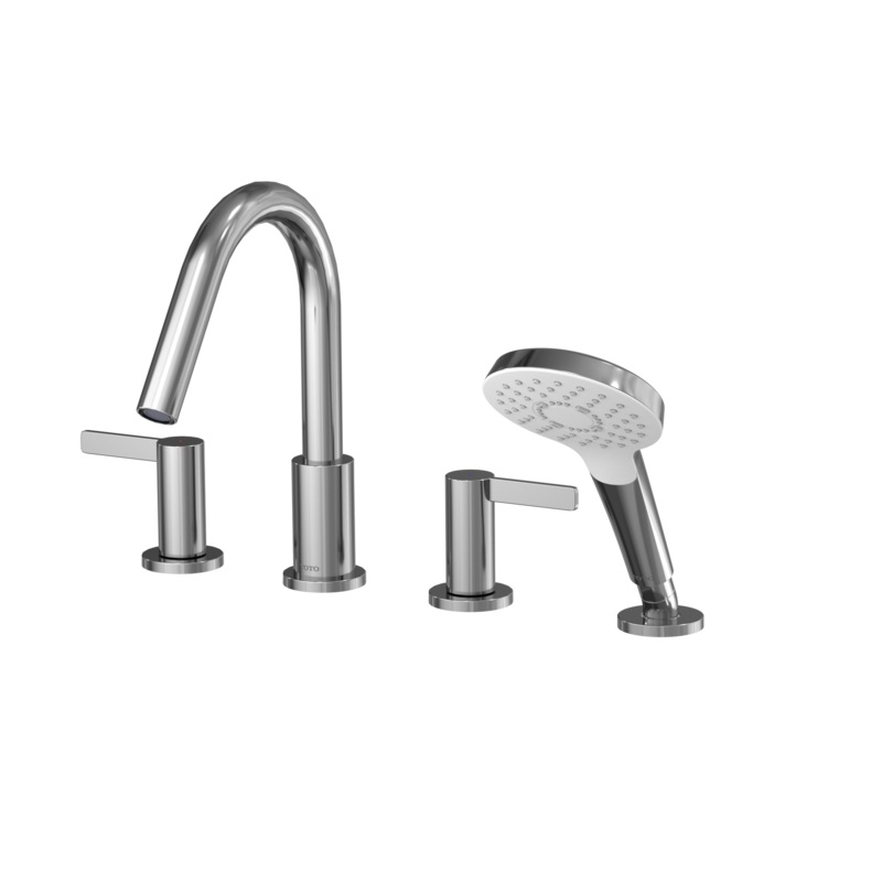 TOTO TBG11202UA#CP Gf Two Lever Handle Deck-Mount Roman Tub Filler Trim With Handshower - Polished Chrome