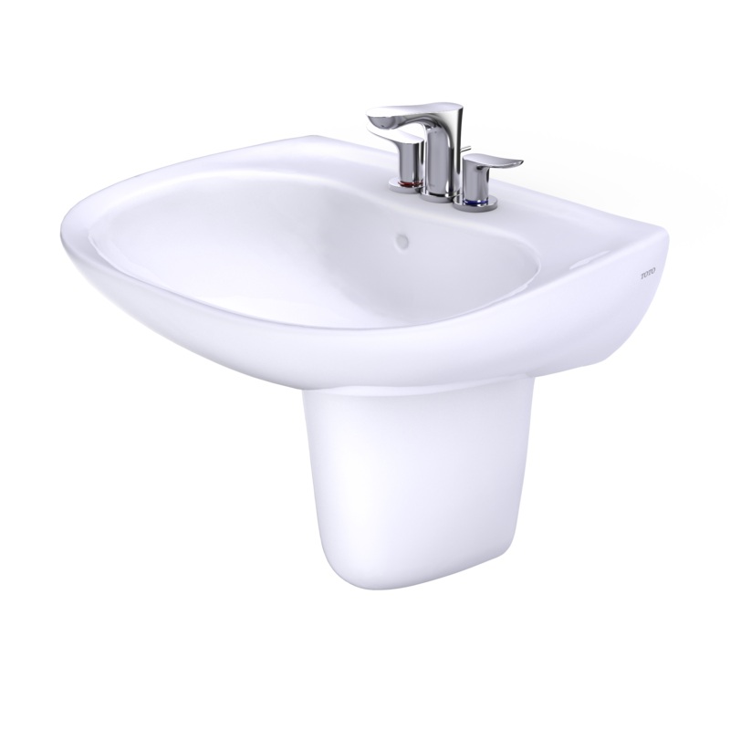 TOTO LHT242.4G#01 Prominence Oval Wall-Mount Bathroom Sink With Cefiontect And Shroud For 4 Inch Center Faucets - Cotton White