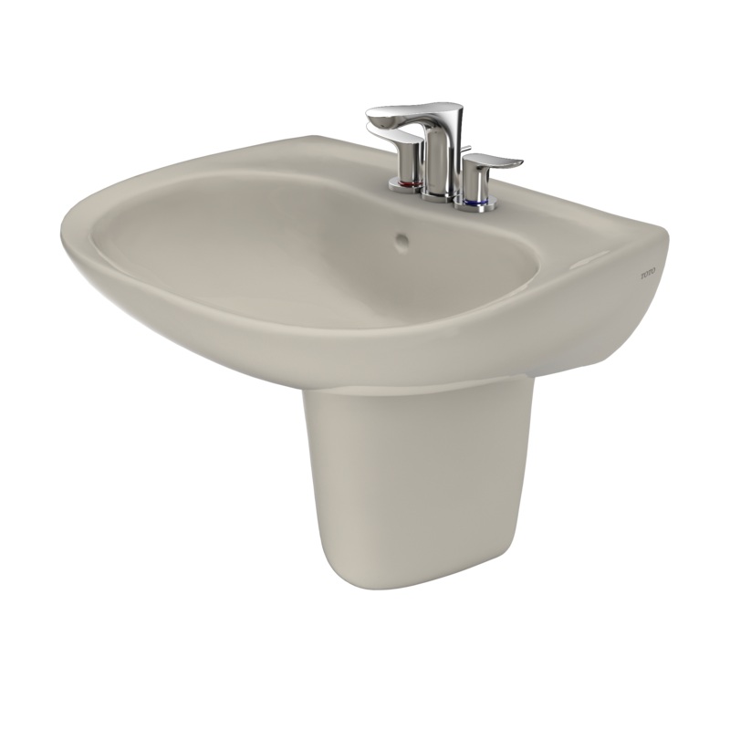TOTO LHT242.4G#03 Prominence Oval Wall-Mount Bathroom Sink With Cefiontect And Shroud For 4 Inch Center Faucets - Bone