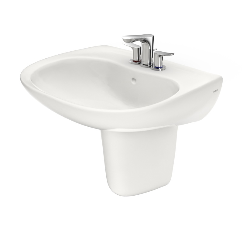 TOTO LHT242.4G#11 Prominence Oval Wall-Mount Bathroom Sink With Cefiontect And Shroud For 4 Inch Center Faucets - Colonial White