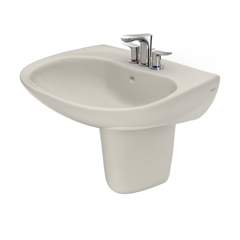 TOTO LHT242.4G#12 Prominence Oval Wall-Mount Bathroom Sink With Cefiontect And Shroud For 4 Inch Center Faucets - Sedona Beige