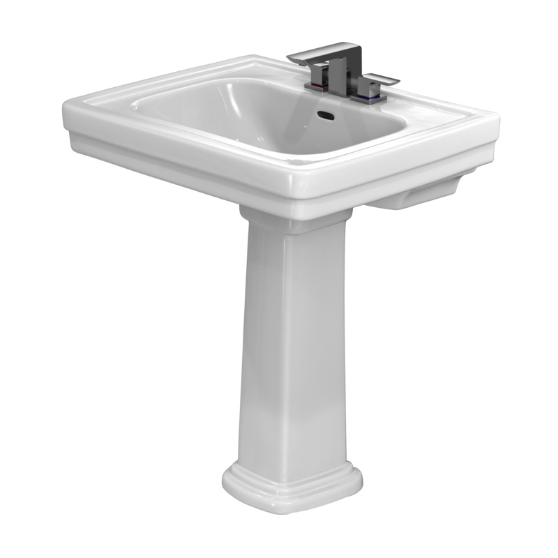TOTO LPT530.4N#01 Promenade 27-1/2" X 22-1/4" Rectangular Pedestal Bathroom Sink For 4 Inch Center Faucets - Cotton White
