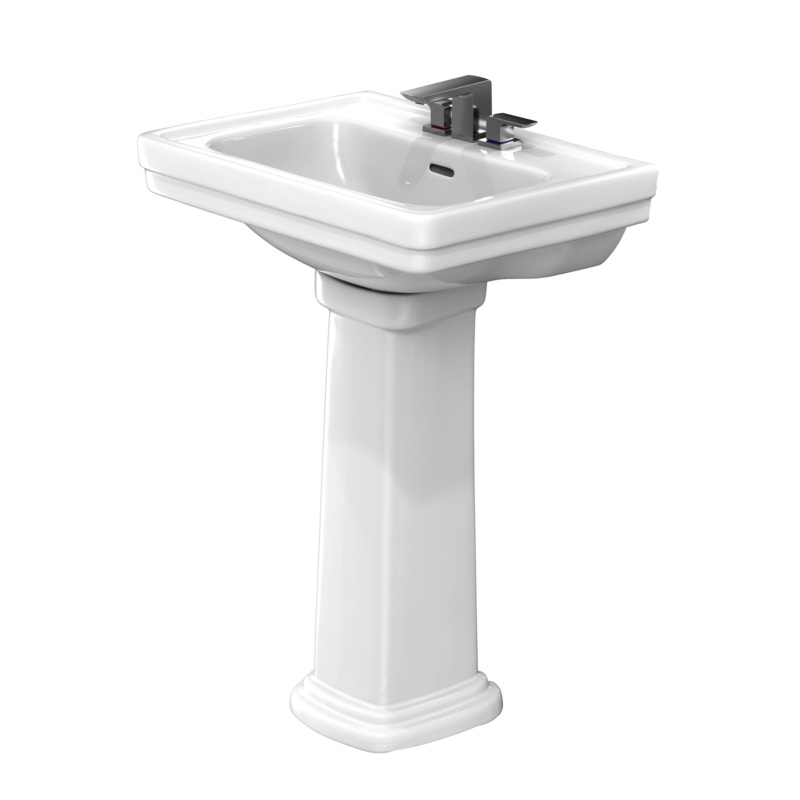 TOTO LPT532.4N#01 Promenade 24" X 19-1/4" Rectangular Pedestal Bathroom Sink For 4 Inch Center Faucets - Cotton White