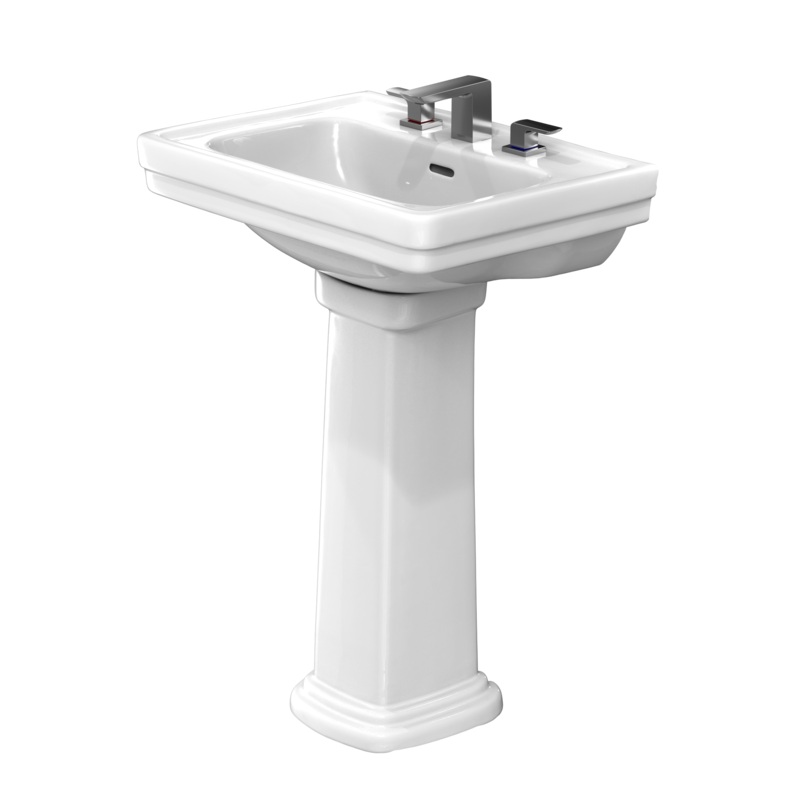 TOTO LPT532.8N#01 Promenade 24" X 19-1/4" Rectangular Pedestal Bathroom Sink For 8 Inch Center Faucets - Cotton White