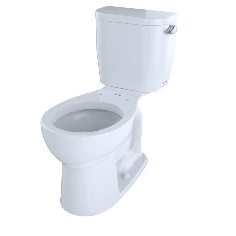 TOTO CST243EFR#01 Entrada Two-Piece Round 1.28 Gpf Universal Height Toilet With Right-Hand Trip Lever - Cotton White