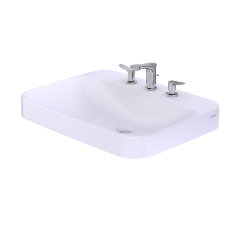 TOTO LT416.8G#01 Arvina Rectangular 23" Vessel Bathroom Sink With Cefiontect For 8 Inch Center Faucets - Cotton White
