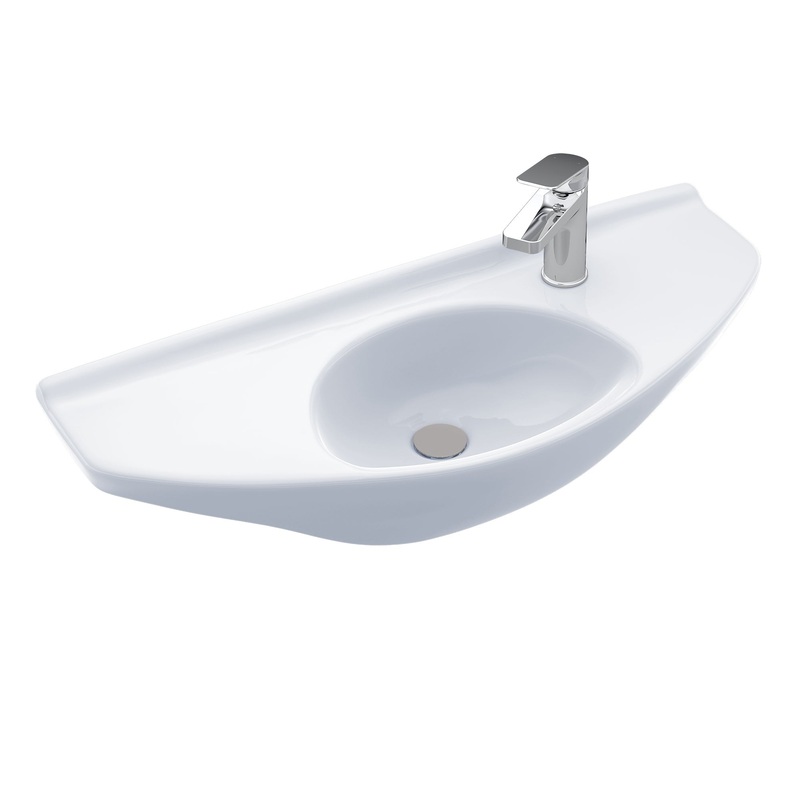 TOTO LT650G#01 Oval Wall-Mount Bathroom Sink With Cefiontect - Cotton White
