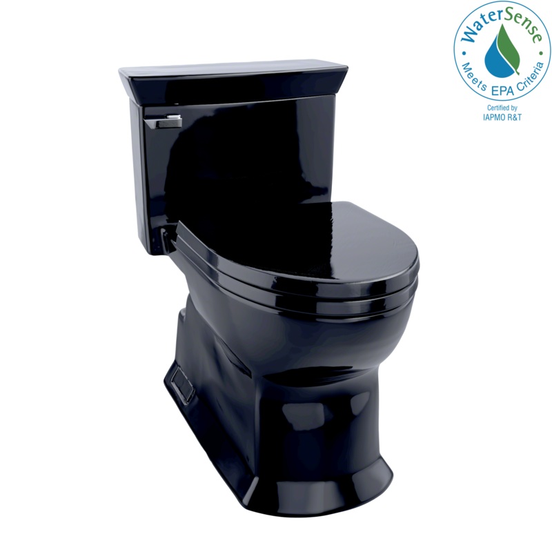 TOTO MS964214CEF#51 Eco Soiree One-Piece Elongated 1.28 GPF Universal Height Skirted Toilet , Ebony