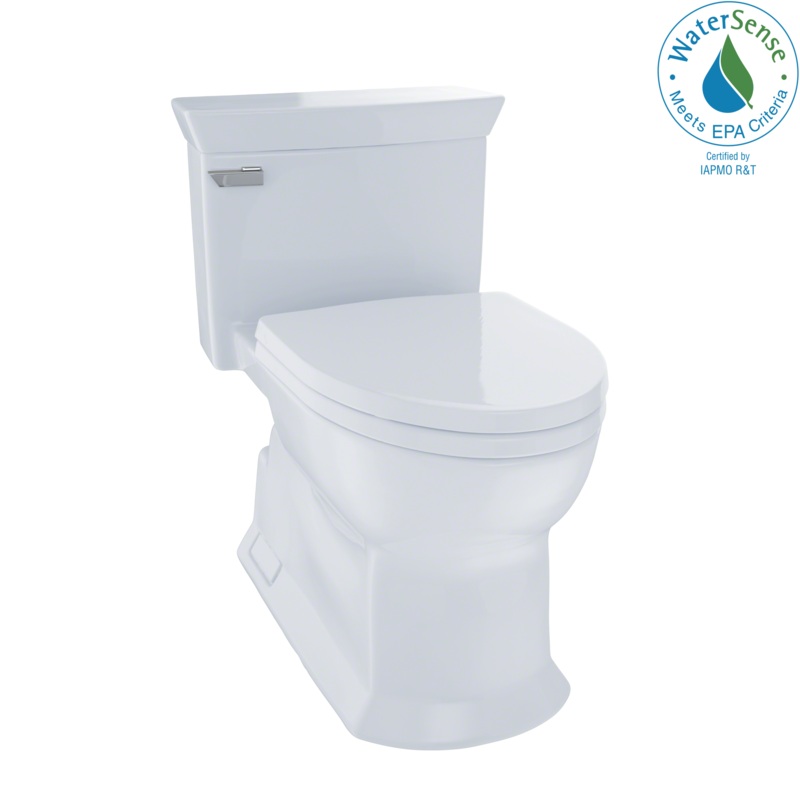TOTO MS964214CEFG#01 Eco Soiree One Piece Elongated 1.28 GPF Universal Height Skirted Toilet with CEFIONTECT , Cotton White