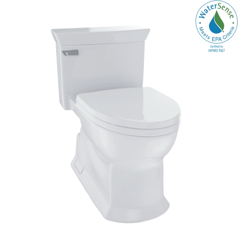 TOTO MS964214CEFG#11 Eco Soiree One Piece Elongated 1.28 GPF Universal Height Skirted Toilet with CEFIONTECT , Colonial White