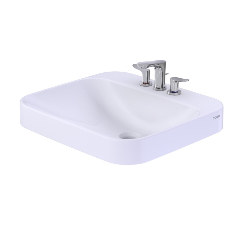 TOTO LT415.4G#01 Arvina Rectangular 20" Vessel Bathroom Sink With Cefiontect For 4 Inch Center Faucets - Cotton White