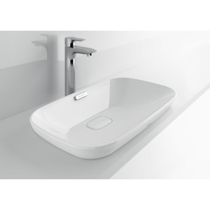 TOTO LT995G#01 Neorest Kiwami Rectangular Semi-Recessed Fireclay Vessel Bathroom Sink With Cefiontect - Cotton White