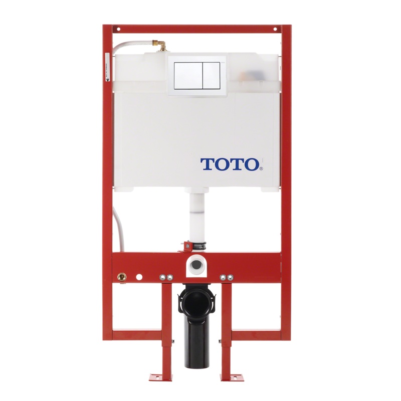 TOTO WT151800M#WH Duofit In-Wall Dual Flush 0.9 And 1.6 Gpf Tank System Pex Supply Line And White Rectangular Push Plate - White