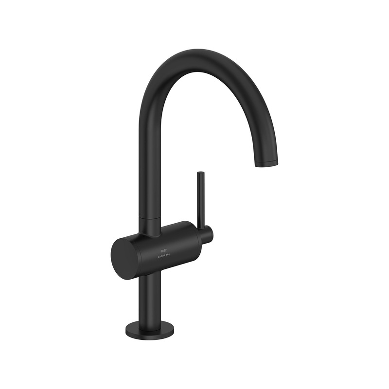 GROHE 243502430 Single Hole Single-Handle L-Size Bathroom Faucet 1.2 GPM , Matte Black