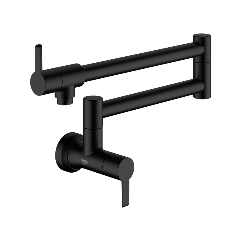 GROHE 310752432 2-Handle Wall Mount Pot Filler , Matte Black