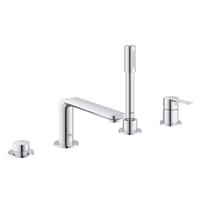 GROHE 19577A01 4-Hole Single-Handle Deck Mount Roman Tub Faucet with 1.75 GPM Hand Shower , Hard Graphite