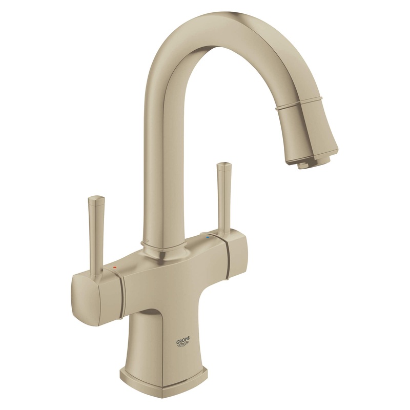GROHE 21108ENA Single Hole 2-Handle L-Size Bathroom Faucet 1.2 GPM , Brushed Nickel