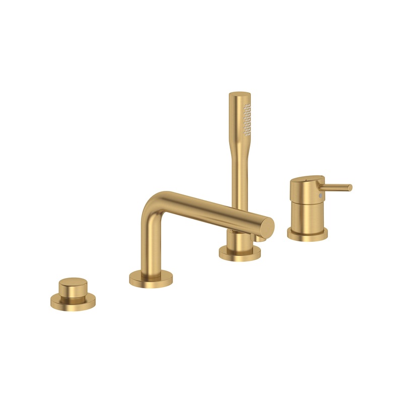 GROHE 19576GN2 4-Hole Single-Handle Deck Mount Roman Tub Faucet with 1.75 GPM Hand Shower , Brushed Cool Sunrise